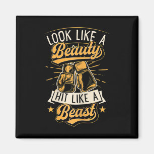 Womens Look Like A Beauty Hit Like A Beast Karate Magnet
