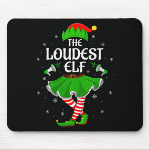 Womens Loudest Elf Christmas Family Girls Women El Mouse Pad