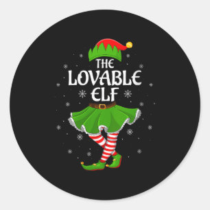 Womens Lovable Elf Christmas Family Girls Women El Classic Round Sticker