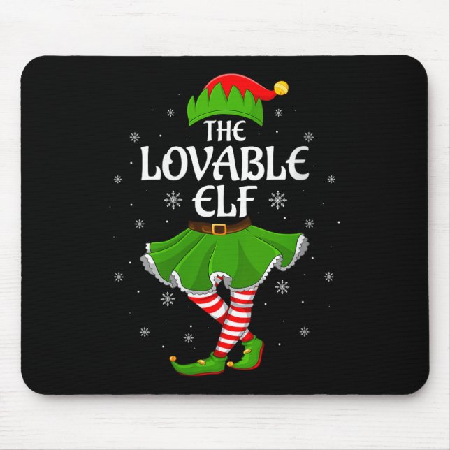 Womens Lovable Elf Christmas Family Girls Women El Mouse Pad (Front)