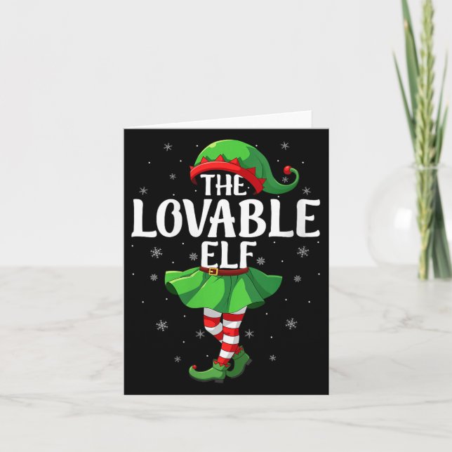 Womens Lovable Elf Christmas Girls Women Elf Squad Card (Front)