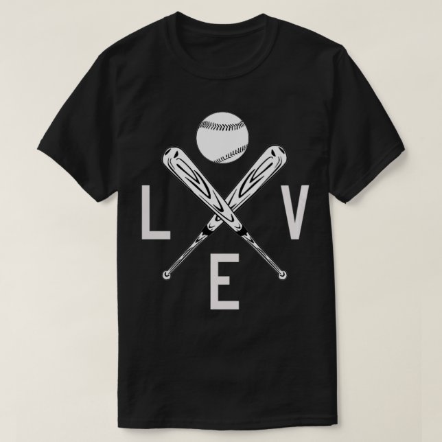 Womens Love Baseball Bat and Ball Theme VNeck  T-Shirt (Design Front)