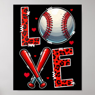 Womens Love Baseball Player Team Valentines Day Co Poster