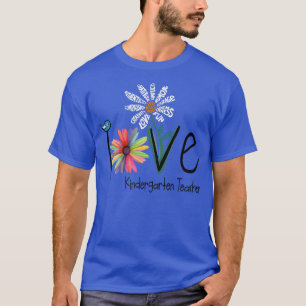 Womens Love Daisy Flower Kindergarten Teacher T-Shirt