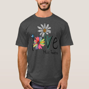 Womens Love Daisy Flower Music Teacher Premium T-Shirt