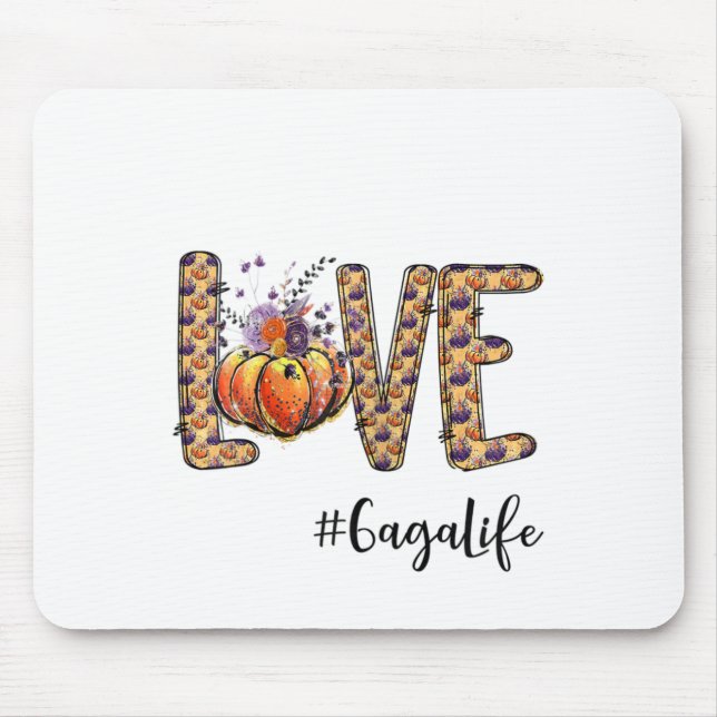 Womens Love Gaga Life Pumpkin Autumn Halloween  Mouse Pad (Front)