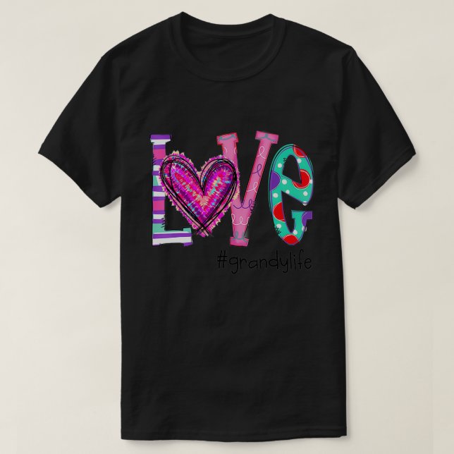 Womens Love Grandy Life Of Hearts Valentine's Day  T-Shirt (Design Front)