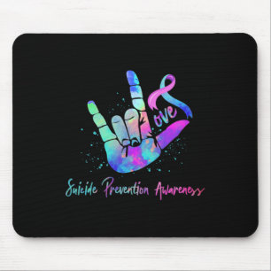 Womens Love Hand Sign Suicide Prevention Awareness Mouse Pad