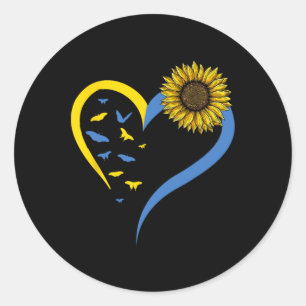Womens Love Heart Ukraine Sunflower Ukrainian Butt Classic Round Sticker