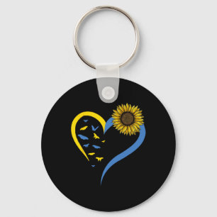 Womens Love Heart Ukraine Sunflower Ukrainian Butt Key Ring
