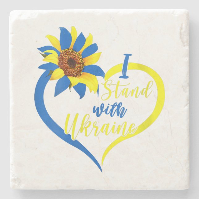 Womens Love Heart Ukraine Sunflower Ukrainian I St Stone Coaster (Front)