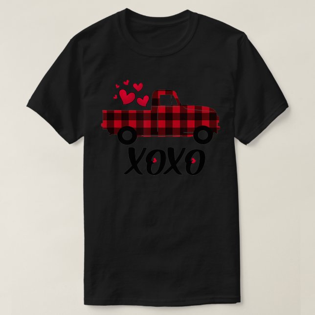 Womens Love Heart Valentines Day XOXO Buffalo Plai T-Shirt (Design Front)