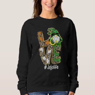 Womens Love Jojo Life Gnome Funny St Patrick's Day Sweatshirt