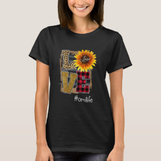 Womens Love Omilife Sunflower Leopard T-Shirt
