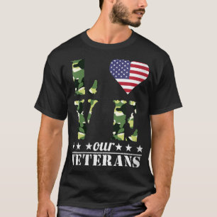 Womens Love Our Veterans Happy Veteran Day Support T-Shirt