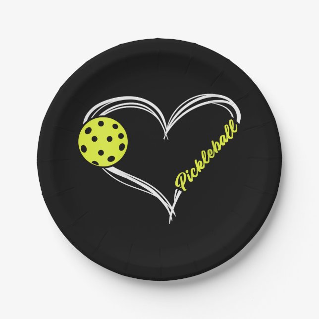 Womens Love Pickleball - cute pickleball match, I  Paper Plate (Front)
