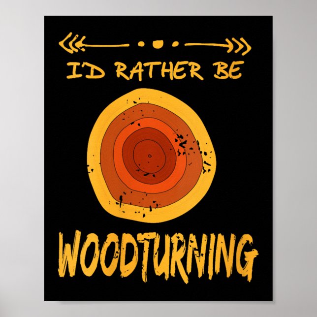 Womens Love Spending Time Woodturning Humour Retro Poster (Front)