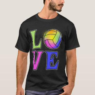 Womens Love Volleyball Gift Print Volleyball Team T-Shirt