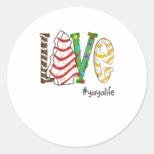 Womens Love Yayalife Christmas Grandma Gift Sweet Classic Round Sticker