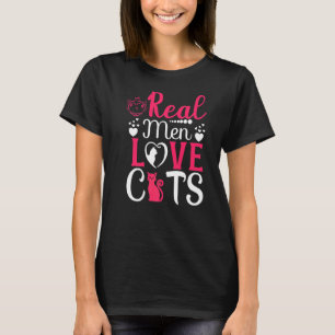 Womens Lovely Cat Holder Cat Real Men Love Cats T-Shirt