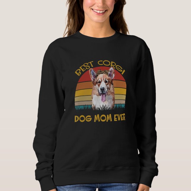 Womens Lovely Dog Holder Dog  Best Dog Mum Corgi Sweatshirt (Front)