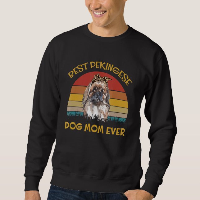 Womens Lovely Dog Holder Dog  Best Dog Mum Pekinge Sweatshirt (Front)