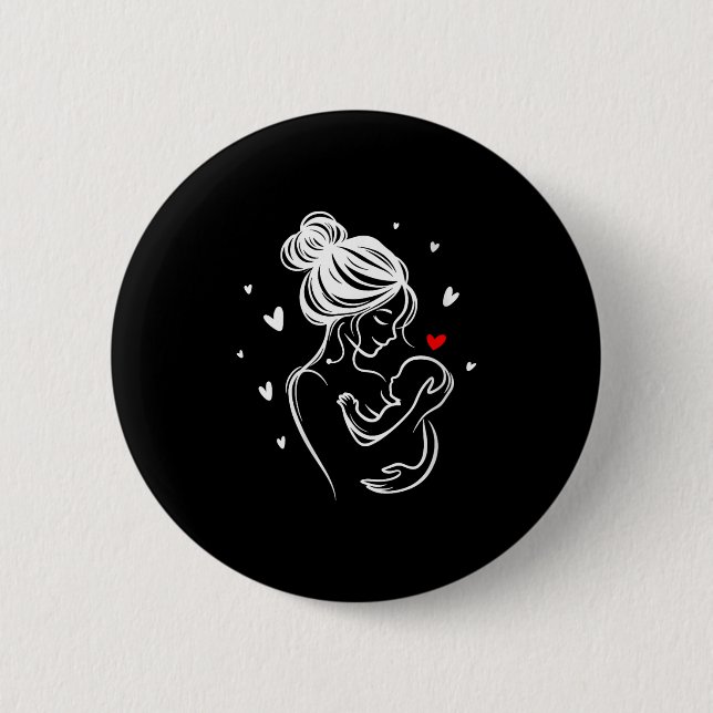 Womens Loving Mum Baby Hug Heart Child Birth V-nec 6 Cm Round Badge (Front)