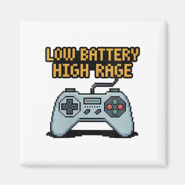 Womens Low Battery High Rage Gamer Quote V-neck  Magnet (Front)