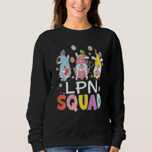 Womens Lpn Squad Bunny Gnome Rabbit Eggs Hunting N Sweatshirt