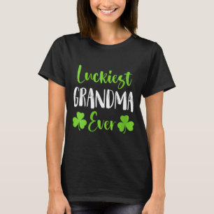 Womens Luckiest GRANDMA Funny Family St Patrick T-Shirt