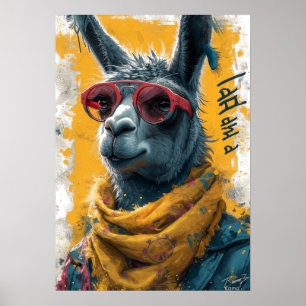 Women's LunarPunk Lama T-Shirt Design Poster