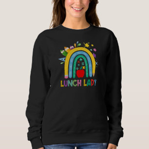 Womens Lunch Lady Boho Rainbow Teacher Back To Sch Sweatshirt