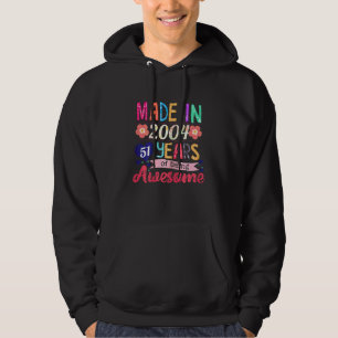 Womens Made In 2004 18 Years Of Being Awesome Flor Hoodie