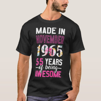 Womens Made in November 1965 55th Birthday  Novemb T-Shirt