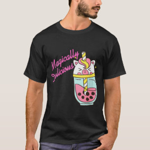 Womens Magically Delicious Unicorn Boba Kawaii Bub T-Shirt