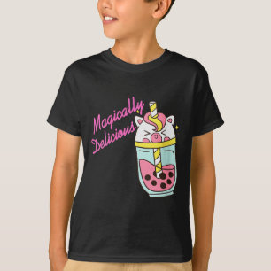 Womens Magically Delicious Unicorn Boba Kawaii Bub T-Shirt