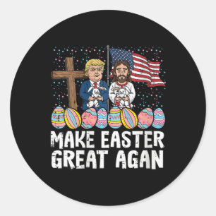Women's Make Easter Great Again Trump Jesus Us Fla Classic Round Sticker