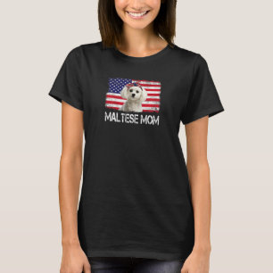 Womens Maltese Mum Us Flag 4th Of July Patriotic W T-Shirt