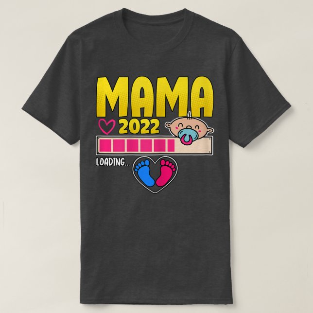 Womens Mama 2022 Loading Maternity Gender Reveal  T-Shirt (Design Front)