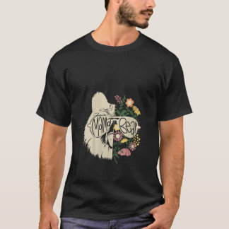 Womens Mama Bear Half Bear Half Flower Hippie Mum  T-Shirt