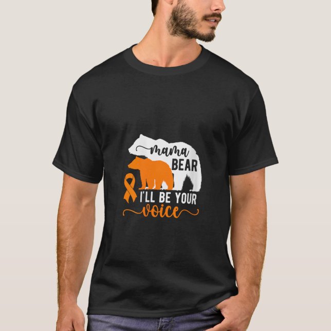 Womens Mama Bear Leukaemia Mum Of A Leukaemia Warr T-Shirt (Front)