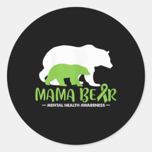 Womens Mama Bear Mental Health Awareness Mum Mama Classic Round Sticker