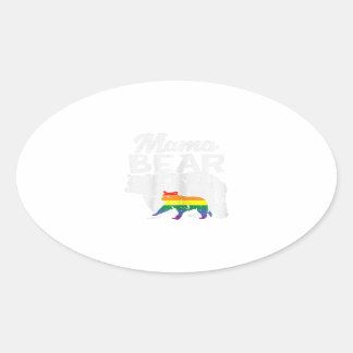Womens Mama Bear Rainbow Pride Gay Flag Lgbt Oval Sticker