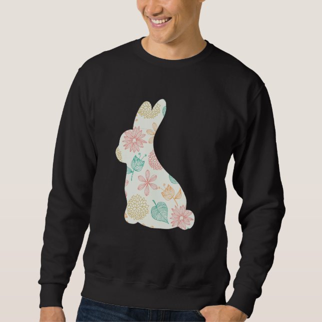 Womens Mama Bunny Floral Mommy Bunny Easter Mom Sweatshirt (Front)