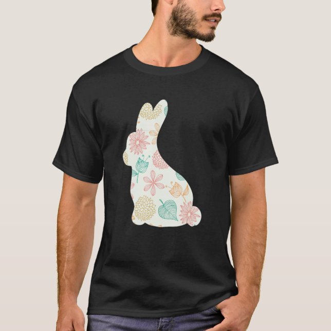 Womens Mama Bunny Floral Mommy Bunny Easter Mom T-Shirt (Front)