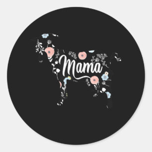 Womens Mama Goat Floral Mum Lover Mor Grandma Classic Round Sticker