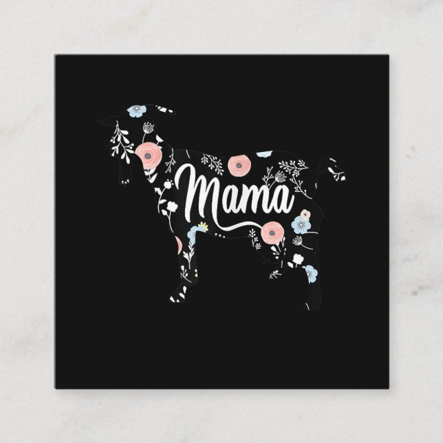 Womens Mama Goat Floral Mum Lover Mor Grandma Square Business Card (Front)