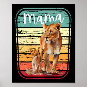 Womens Mama Lion Lioness New Mum Cute Mummy Gift F Poster