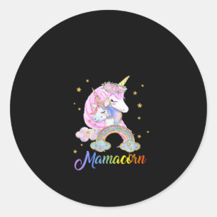 Womens MamaCorn Mom Funny Unicorn Mother's Day Gif Classic Round Sticker