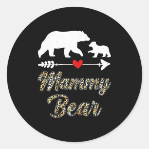 Womens mammy bear leopard fun mother's day bear cu classic round sticker